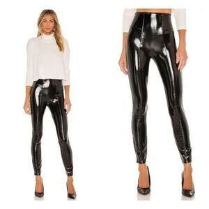 SPANX Sleek Black shaping  High Waist Faux Leather Patent Leggings Size XS NWOT